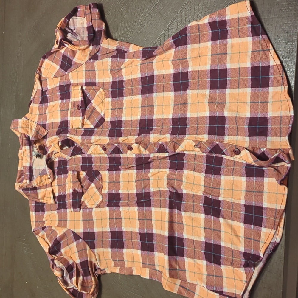 Vanity Women's Plaid Shirt in Orange and Purple
